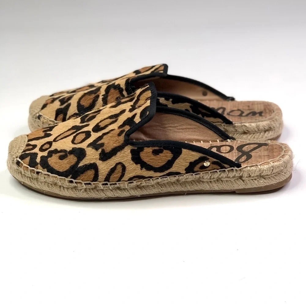 Sam Edelman Kerry calf hair mule espadrilles leopard print 8.5